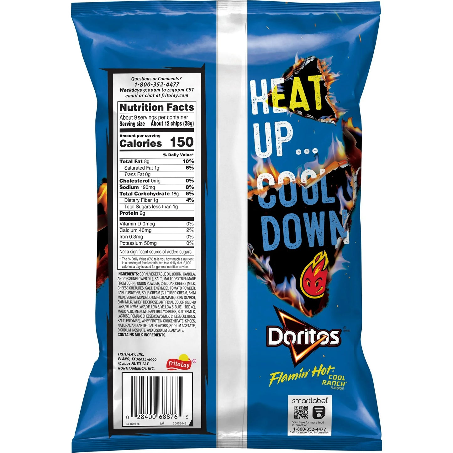 Doritos Flamin' Hot Cool Ranch Flavored Tortilla Chips (Paquete de 6)