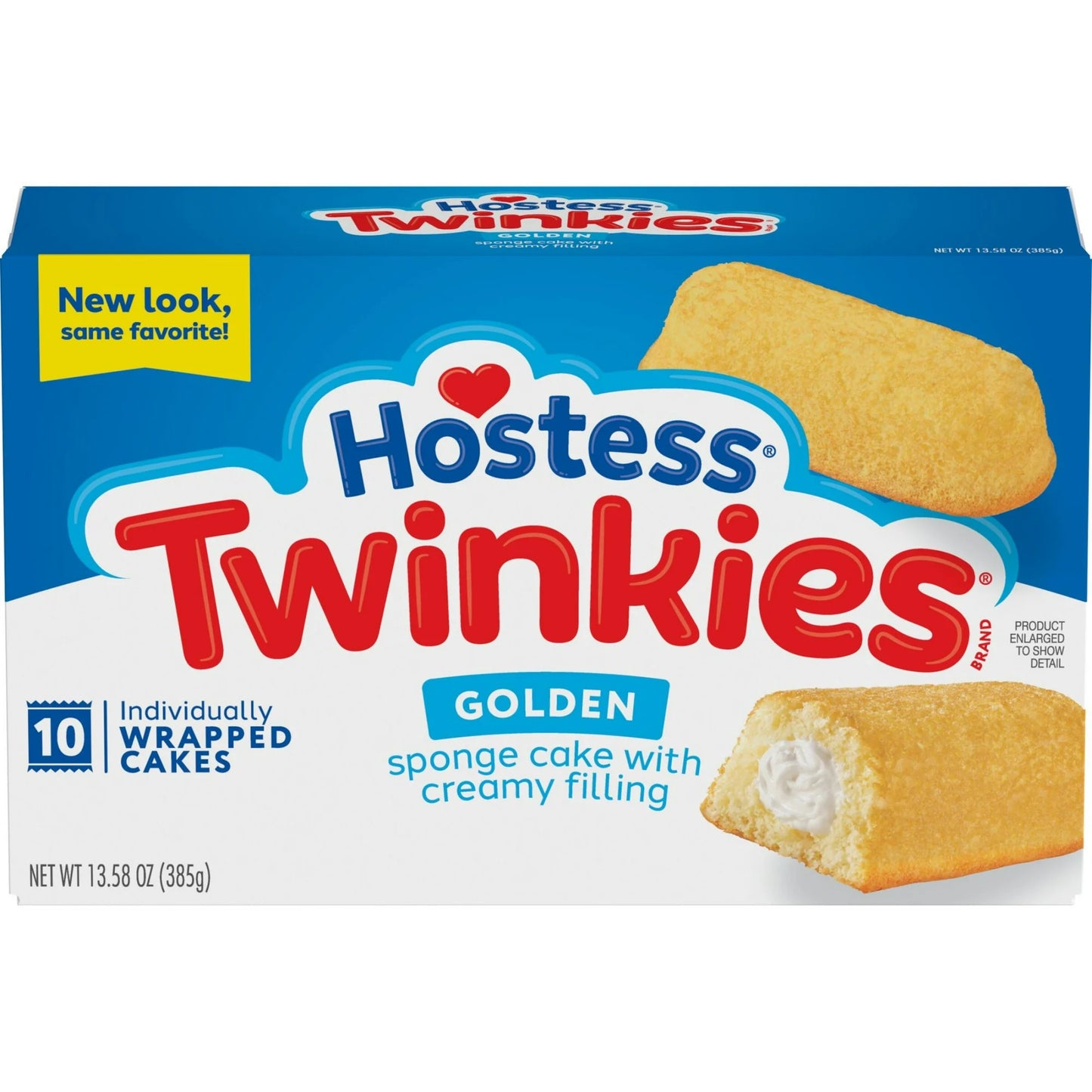 Hostess Twinkies Snack Cakes, Golden Sponge Cake with Crème Filling, 13.58 oz Box (10 Ct.)
