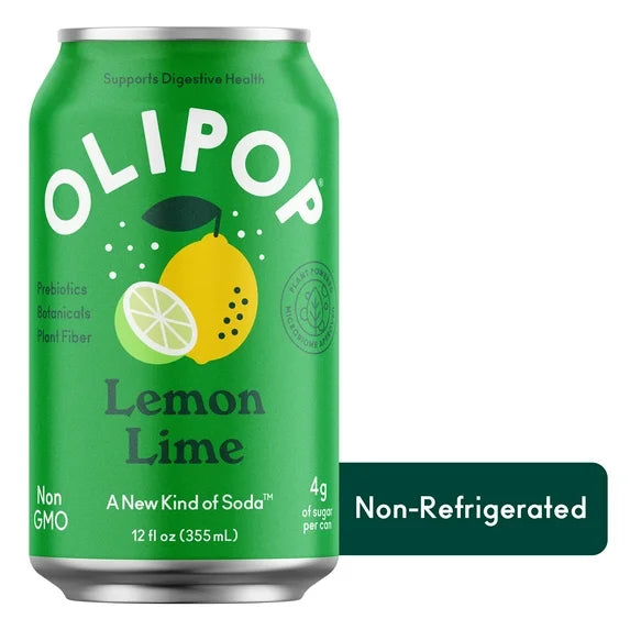 OLIPOP Prebiotic Soda, Lemon Lime, 355ml , Pantry Packs
