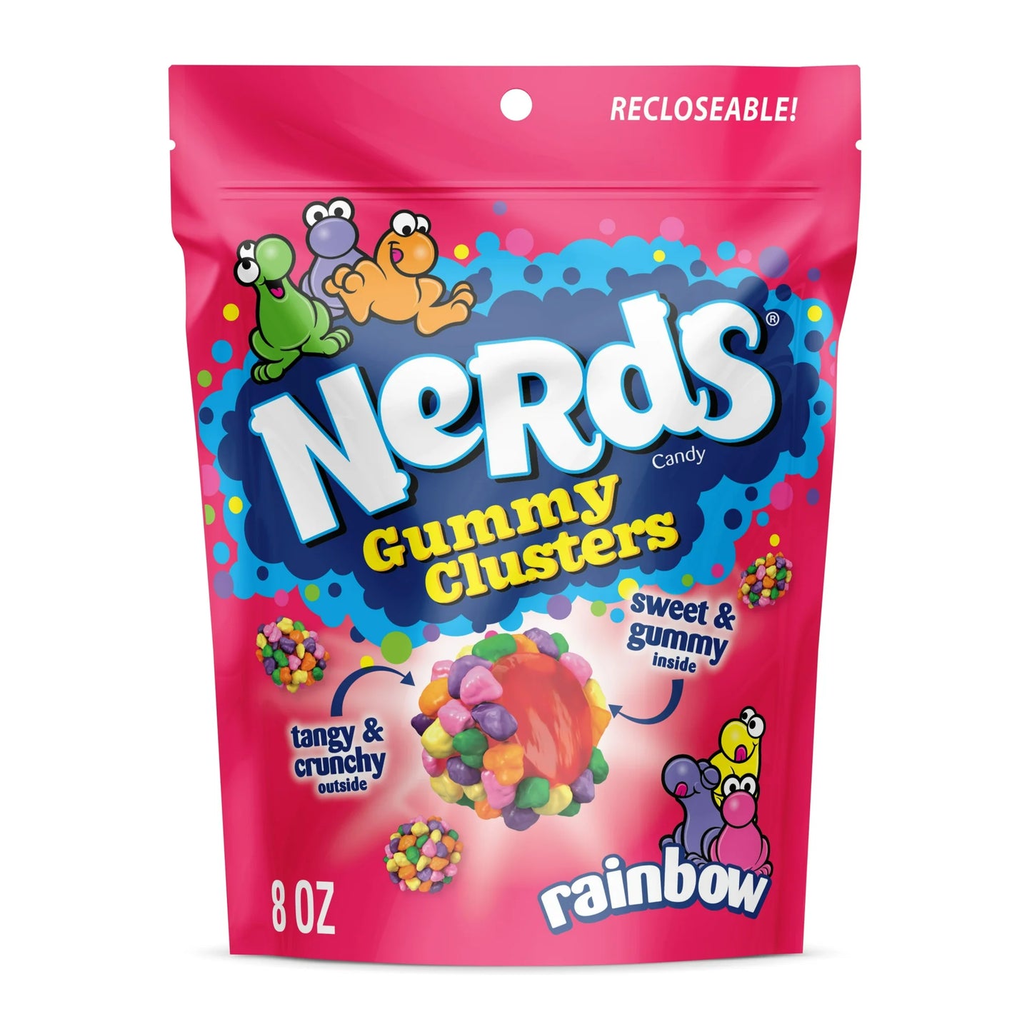 NERDS Gummy Clusters, Candy, Rainbow, Crunchy and Gummy, 227 g