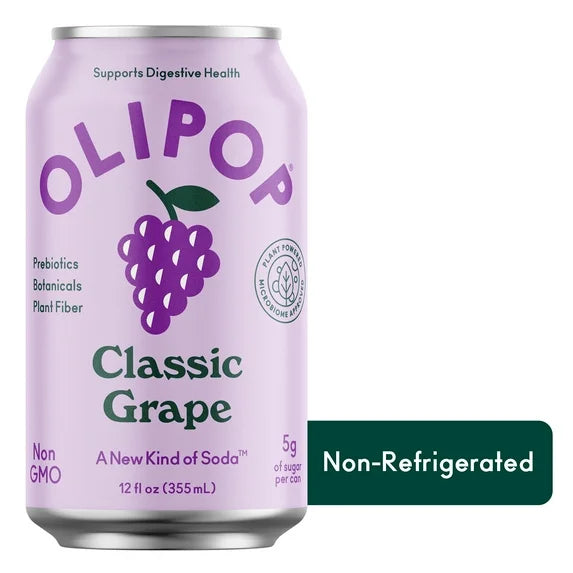 OLIPOP Prebiotic Soda, Classic Grape, 355ml, Pantry Packs