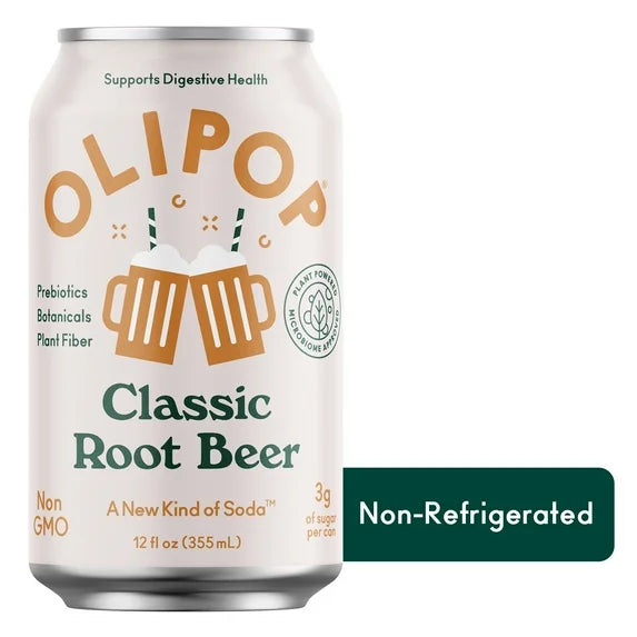OLIPOP Prebiotic Soda, Classic Root Beer, 355ml, Pantry Packs