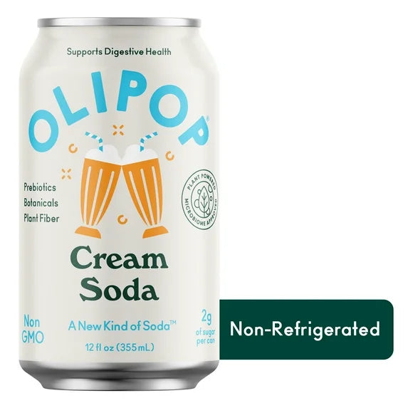 OLIPOP Prebiotic Soda, Cream Soda, 355ml, Pantry Packs